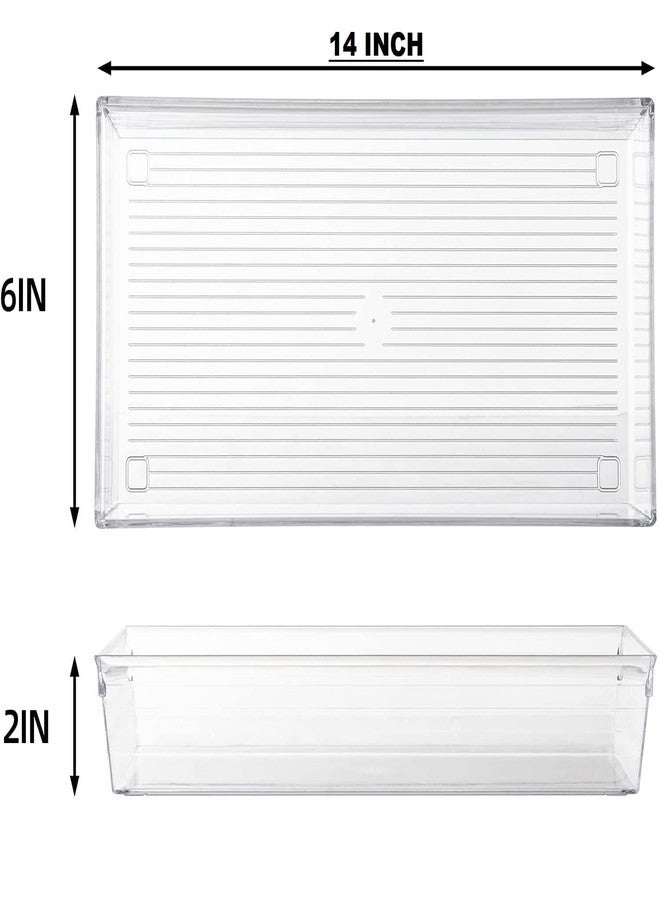 INKULTURE Transparent Drawer Storage Box Ideal for Organizing Kitchen Drawers, Offices, Desks, Kitchen Utensils, Cosmetics and Bathrooms Size-35.10cmx15.24cmx 5.02cm Pack of 02 - Image 2
